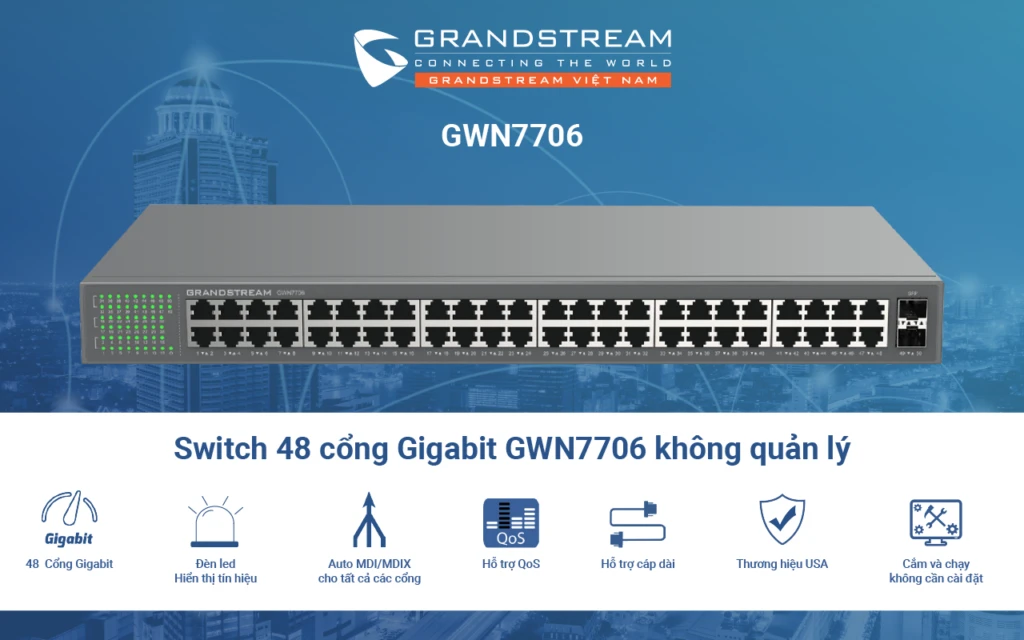 Switch 48 cổng Gigabit Grandstream GWN7706