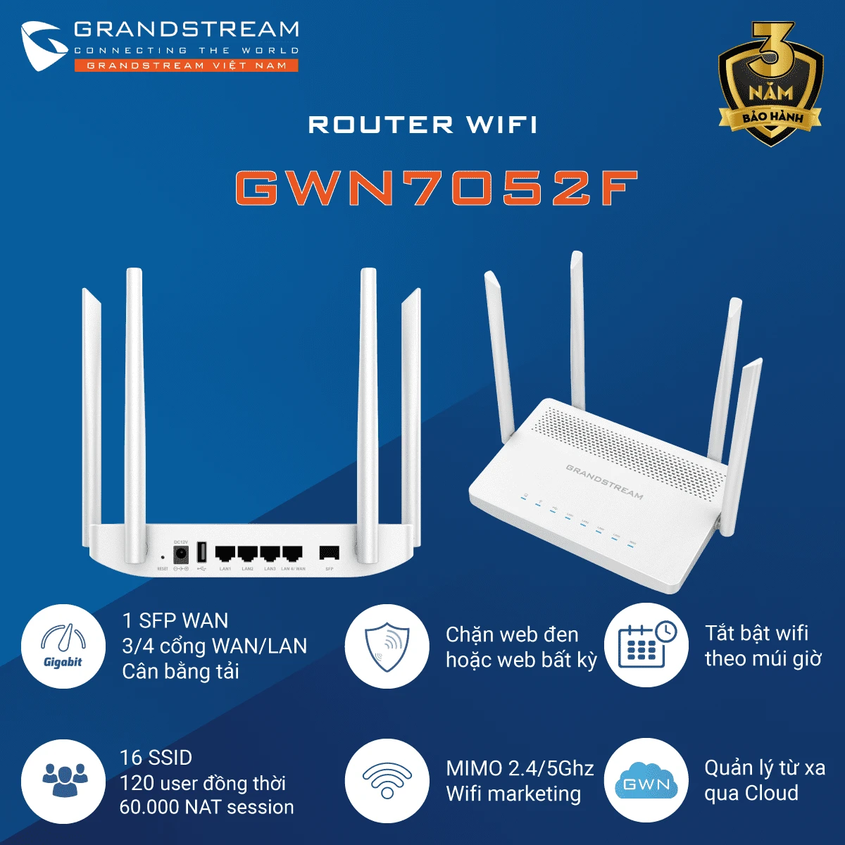 Router WiFi Grandstream GWN7052F