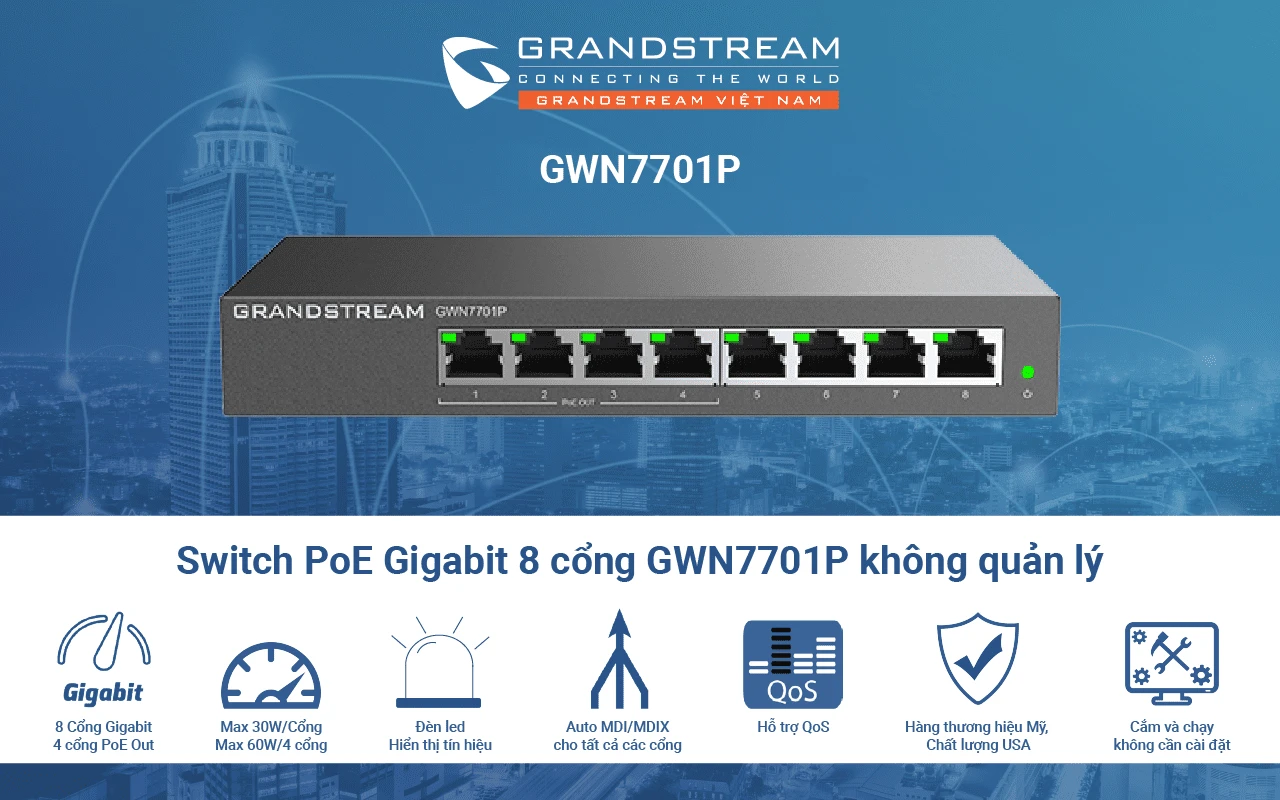 Smart Switch PoE Grandstream GWN7701P