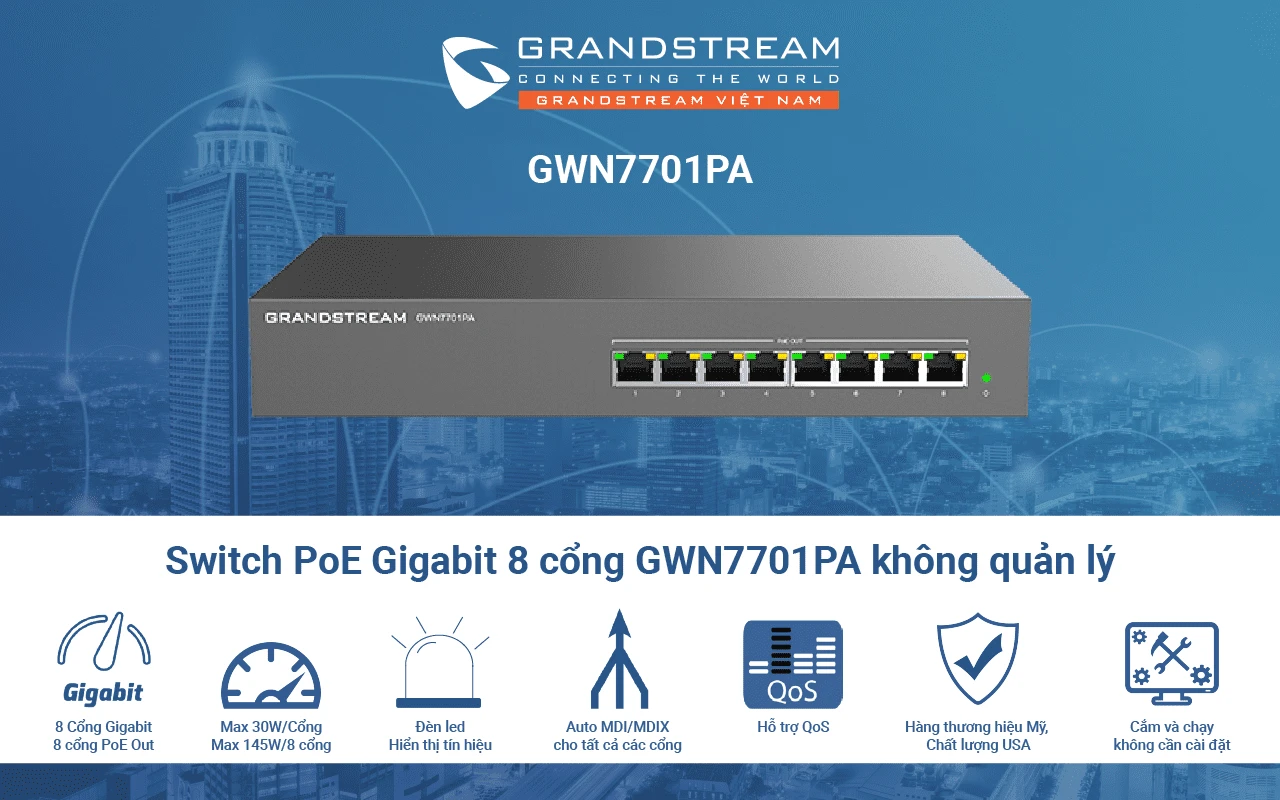 Smart Switch PoE Grandstream GWN7701PA