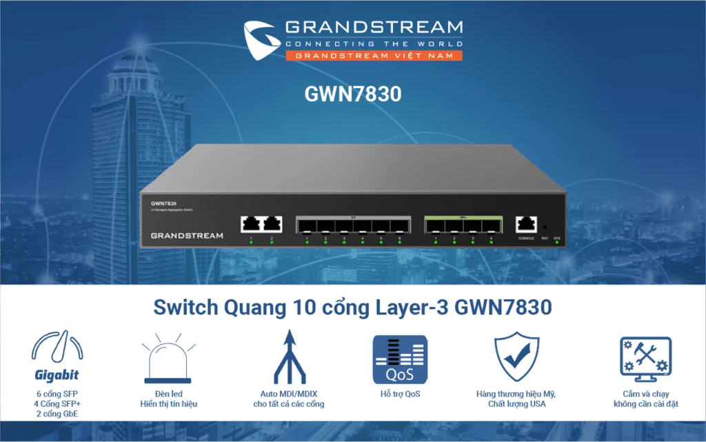 Switch Quang 10 cổng Layer-3 GWN7830