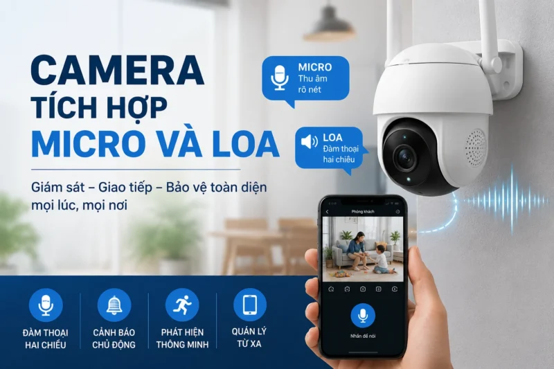 Camera tích hợp micro và loa – Giải pháp giám sát an ninh đàm thoại hai chiều hiệu quả