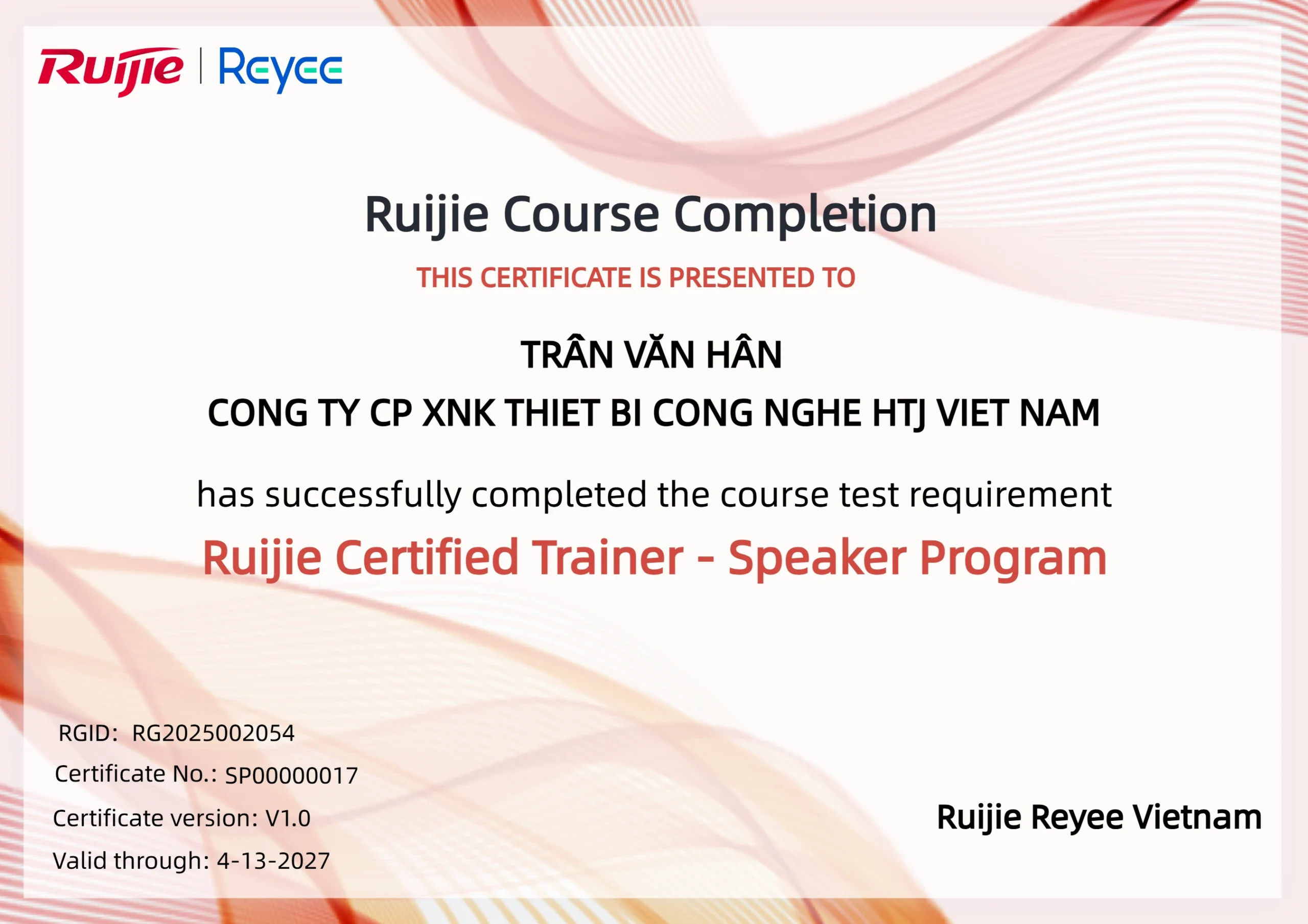 HTJ Việt Nam – Đối Tác Phân Phối Vàng Ruijie Networks Tại Việt Nam