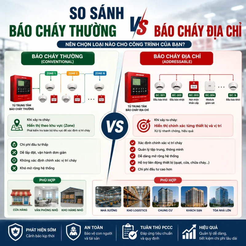 So Sánh Báo Cháy Thường Và Báo Cháy Địa Chỉ