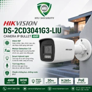 Camera IP Bullet 4MP Hikvision DS-2CD3041G3-LIU