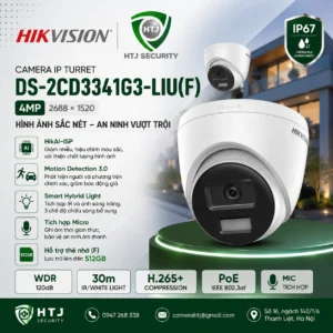 Camera IP Turret 4MP Hikvision DS-2CD3341G3-LIU(F)