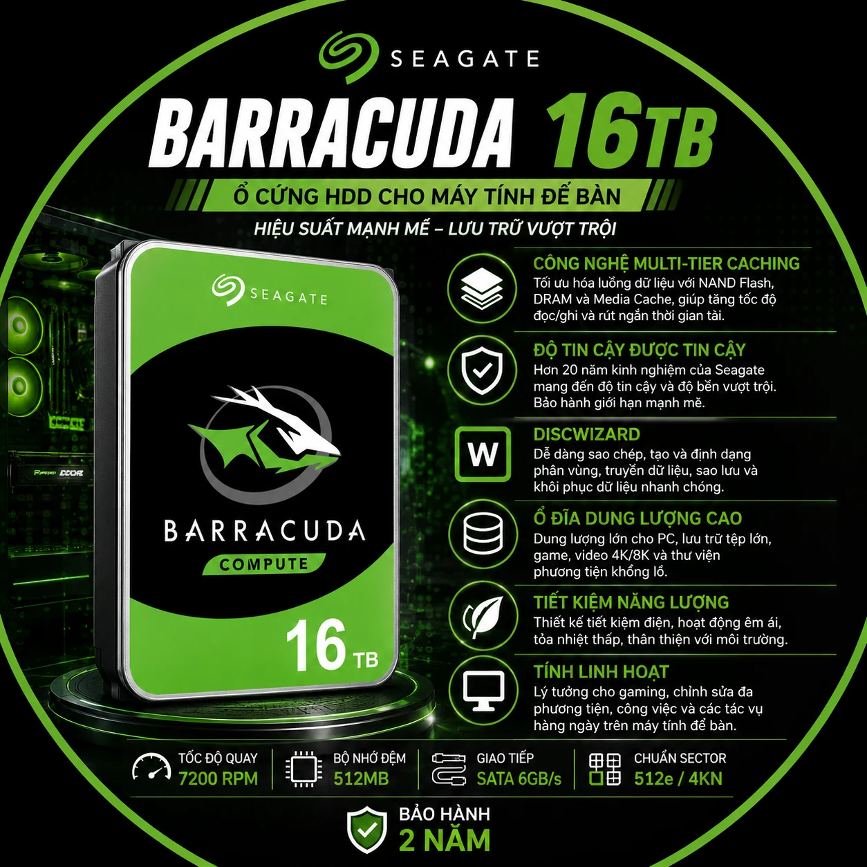 Ổ Cứng HDD Seagate BarraCuda 16TB