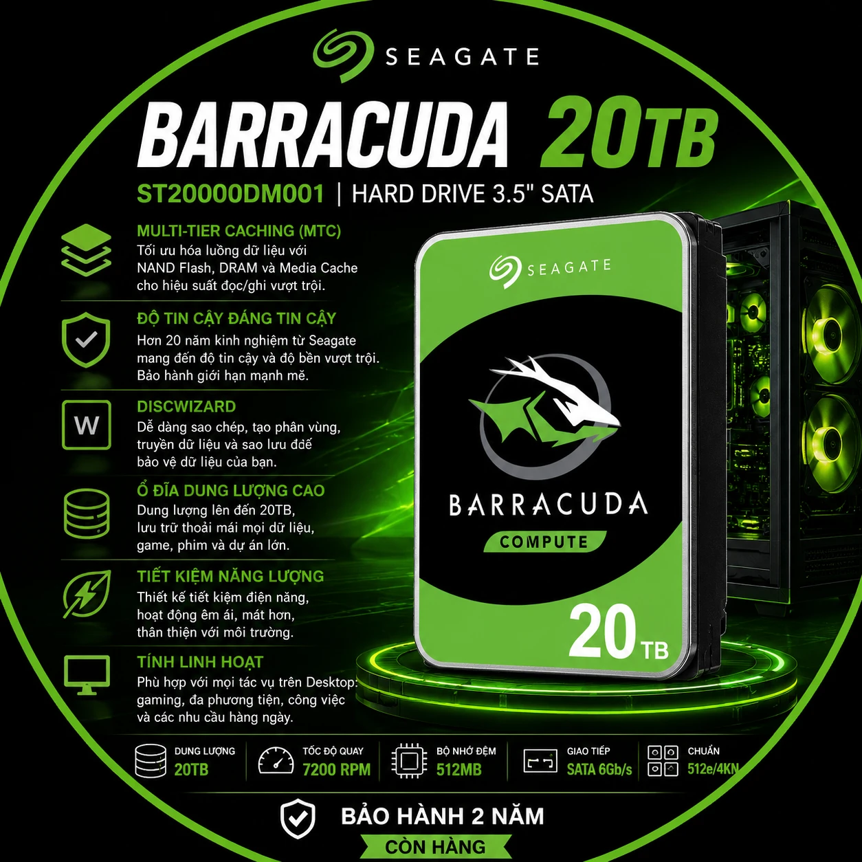 Ổ Cứng HDD Seagate BarraCuda 20TB