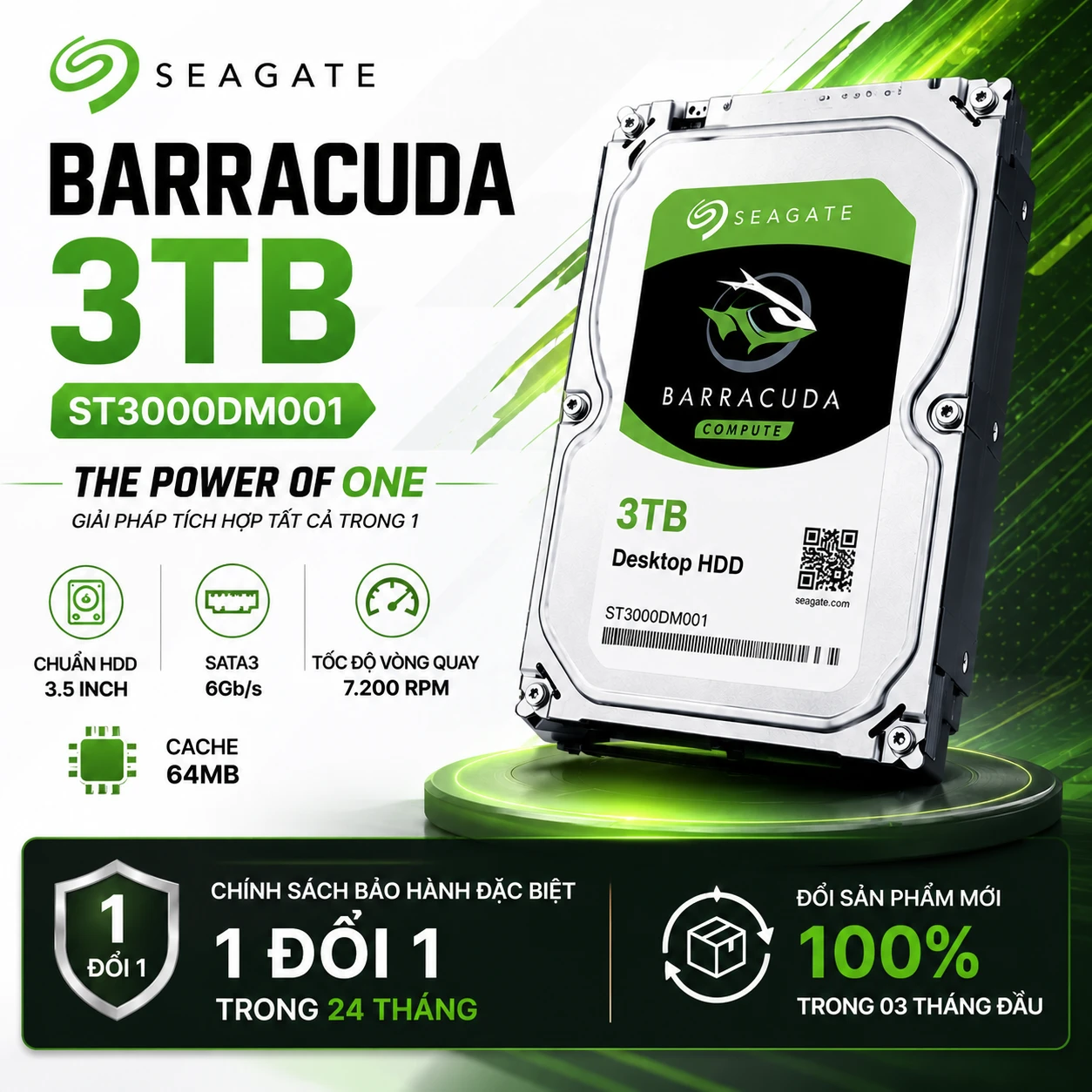 Ổ Cứng HDD SEAGATE BarraCuda 3TB
