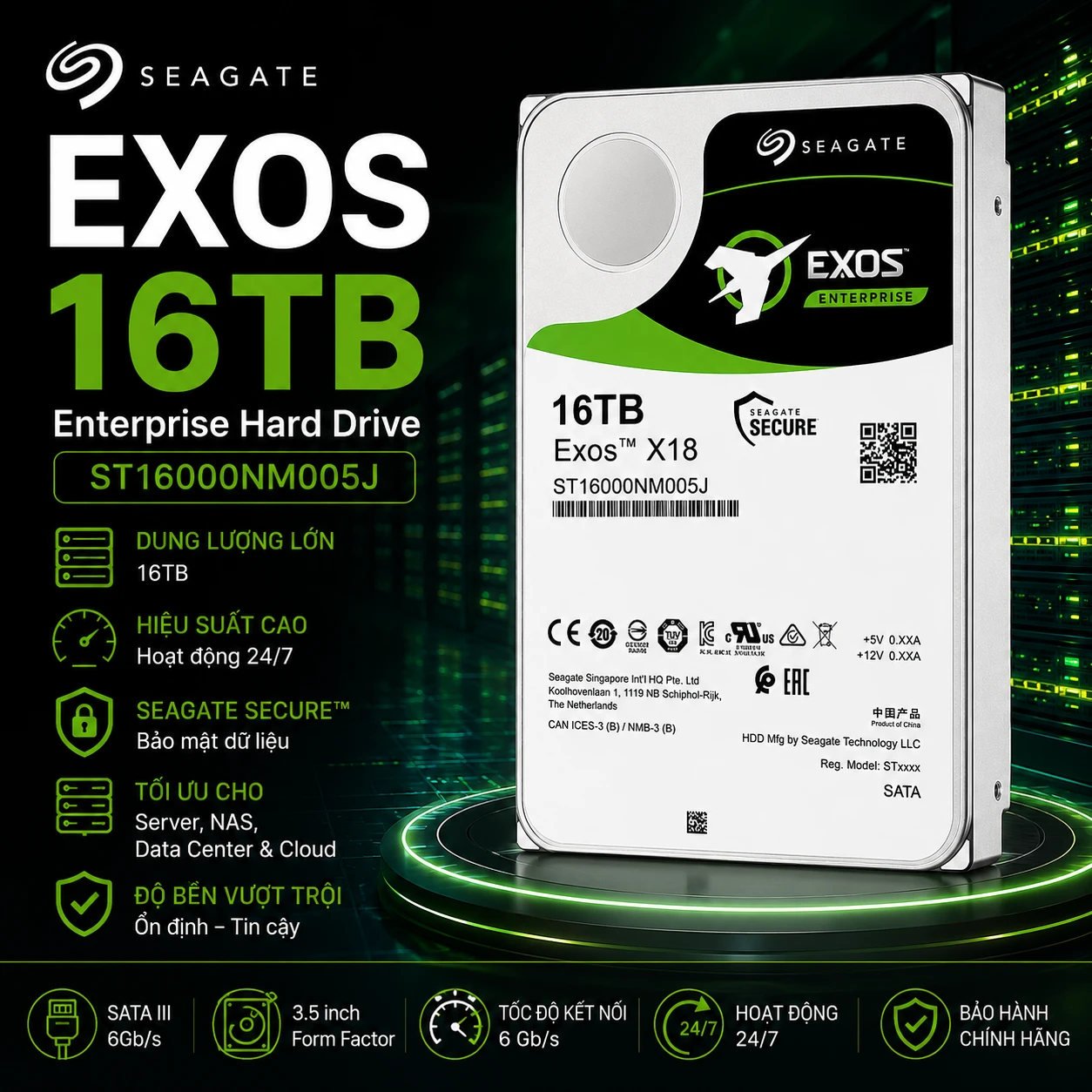 Ổ Cứng HDD Seagate Exos 16TB ST16000NM001G