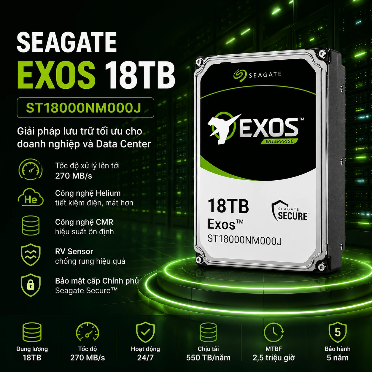 Ổ Cứng HDD Seagate Exos 18TB ST18000NM000J