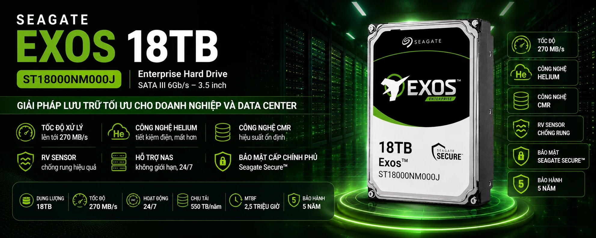 Ổ Cứng HDD Seagate Exos 18TB ST18000NM000J