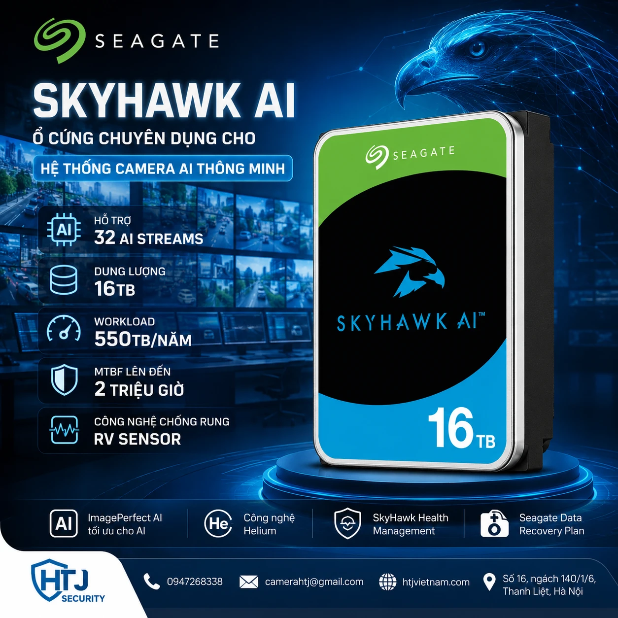 Ổ Cứng HDD SkyHawk AI 16TB ST16000VE004
