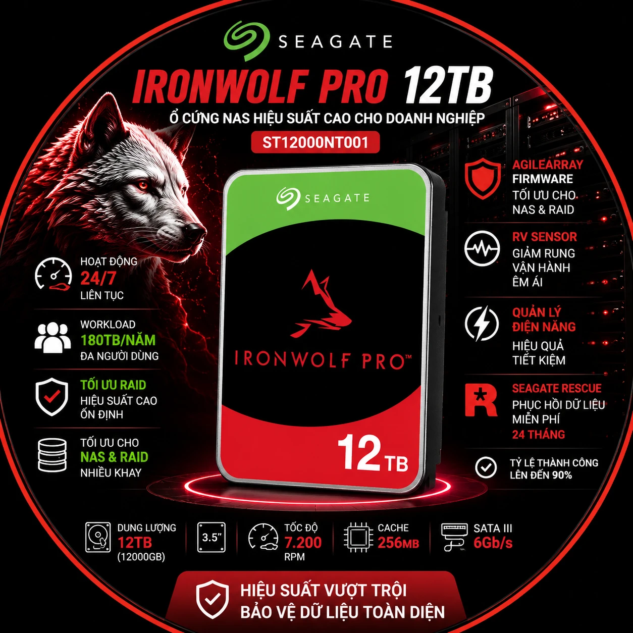 Ổ Cứng NAS Seagate IronWolf Pro 12TB