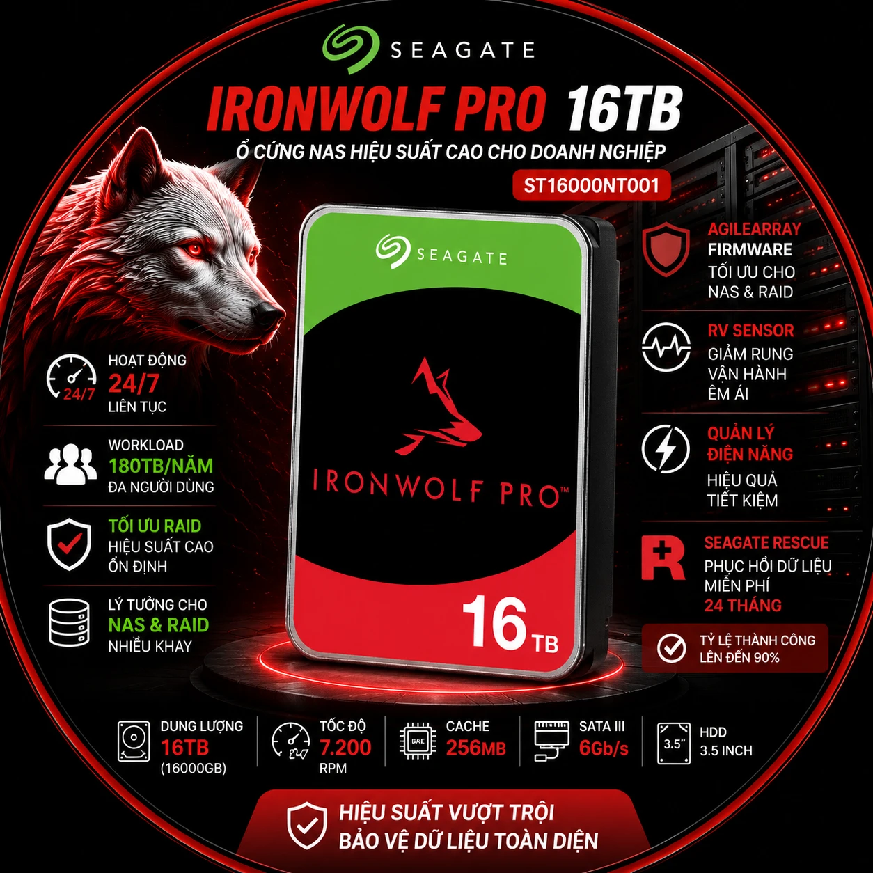 Ổ Cứng NAS Seagate IronWolf Pro 16TB ST16000NT001