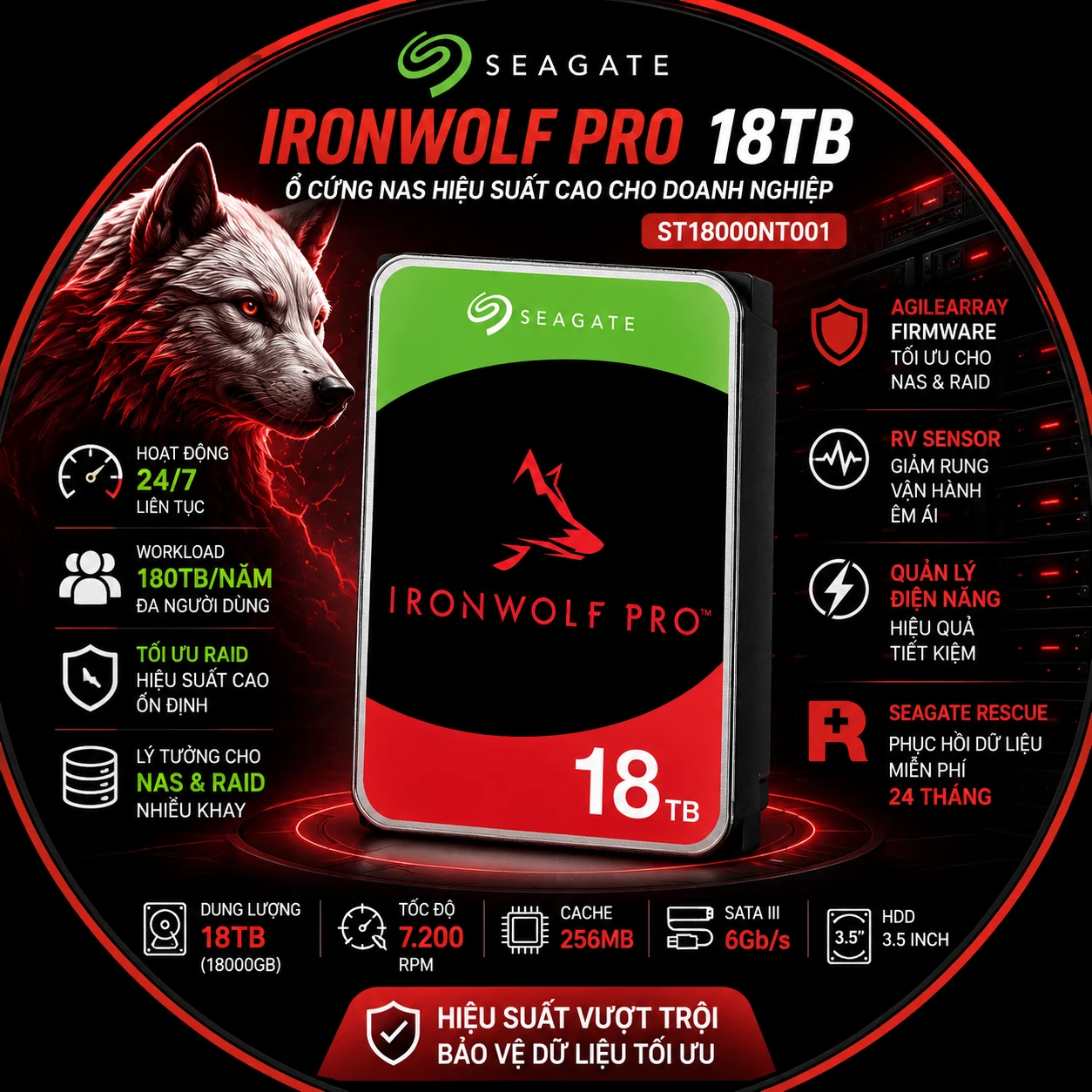 Ổ Cứng NAS Seagate IronWolf Pro 18TB