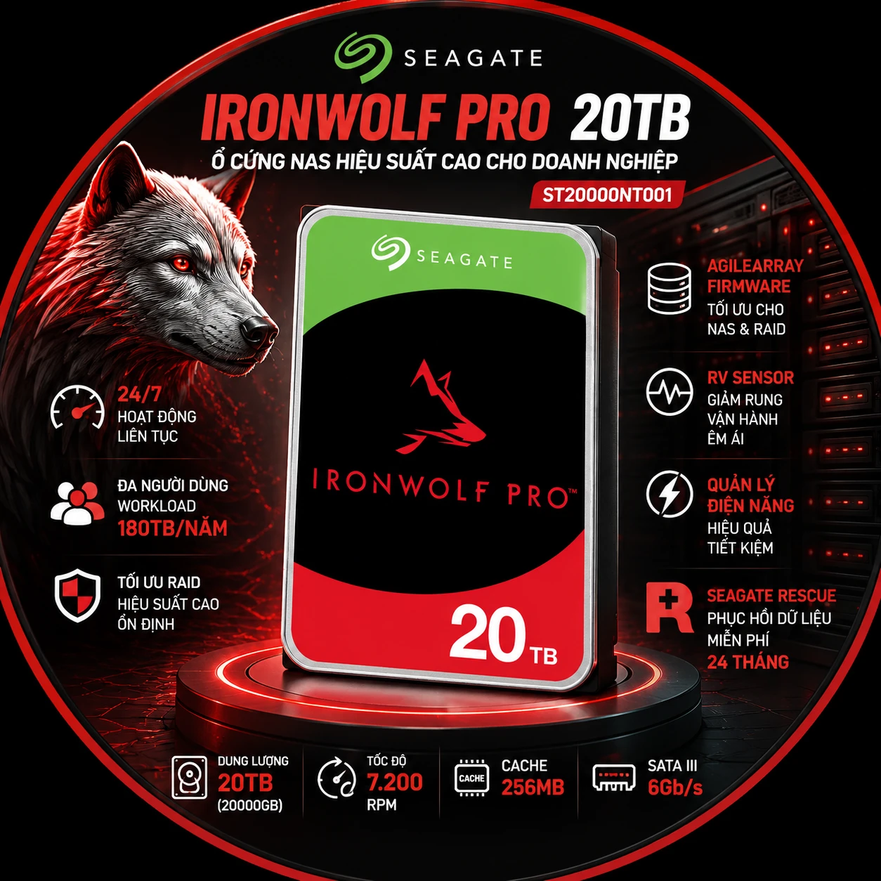 Ổ Cứng NAS Seagate IronWolf Pro 20TB