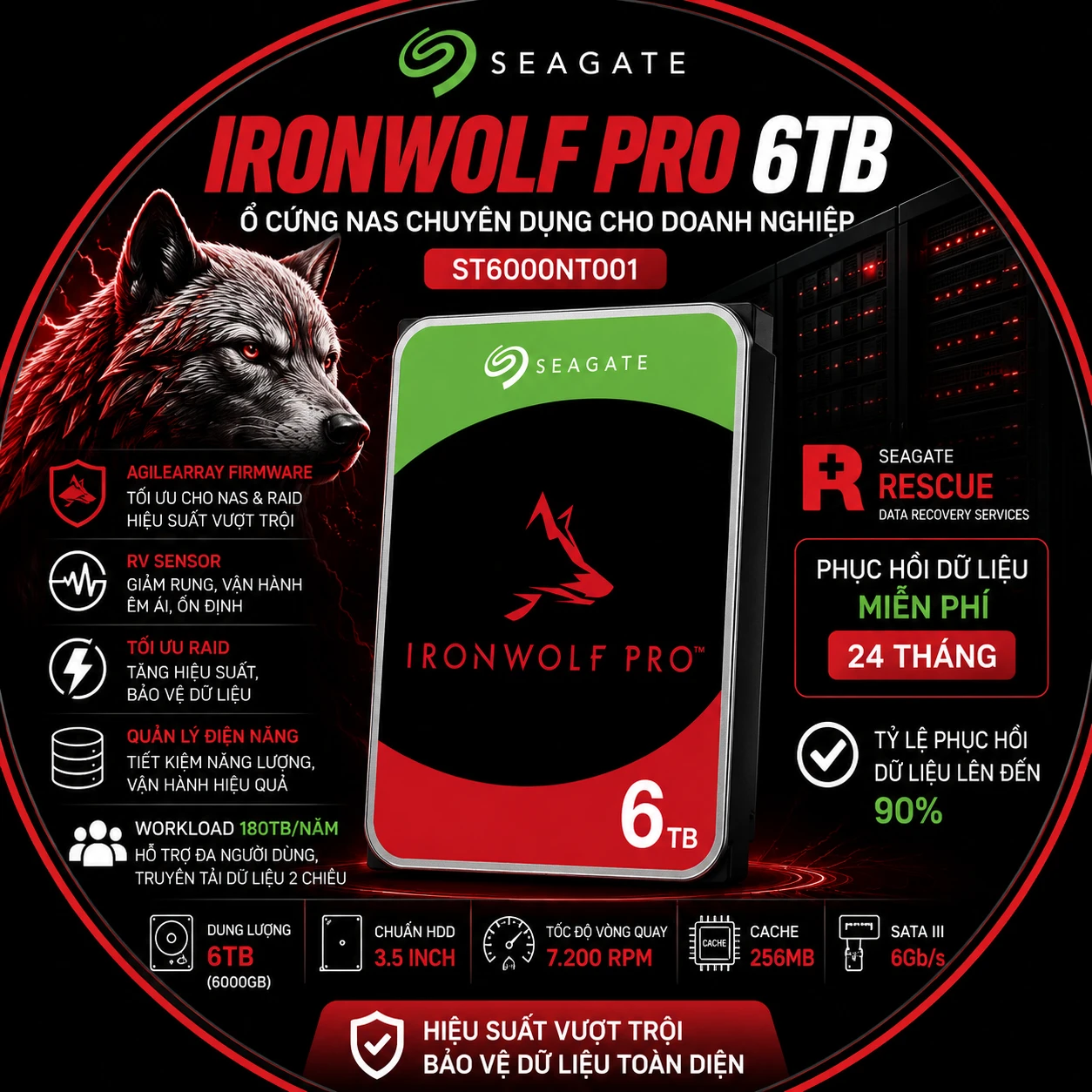 Ổ Cứng NAS Seagate IronWolf Pro 6TB ST6000NT001