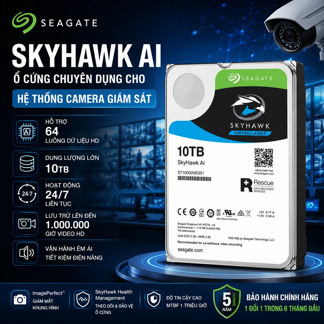 Ổ Cứng SkyHawk AI 10TB ST10000VE001
