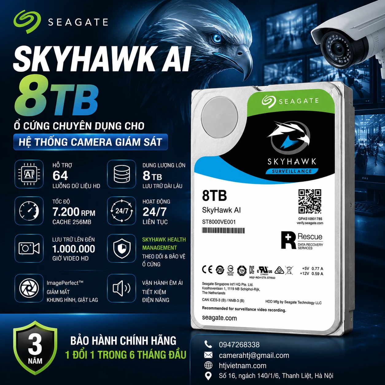Ổ Cứng SkyHawk AI 8TB ST8000VE001
