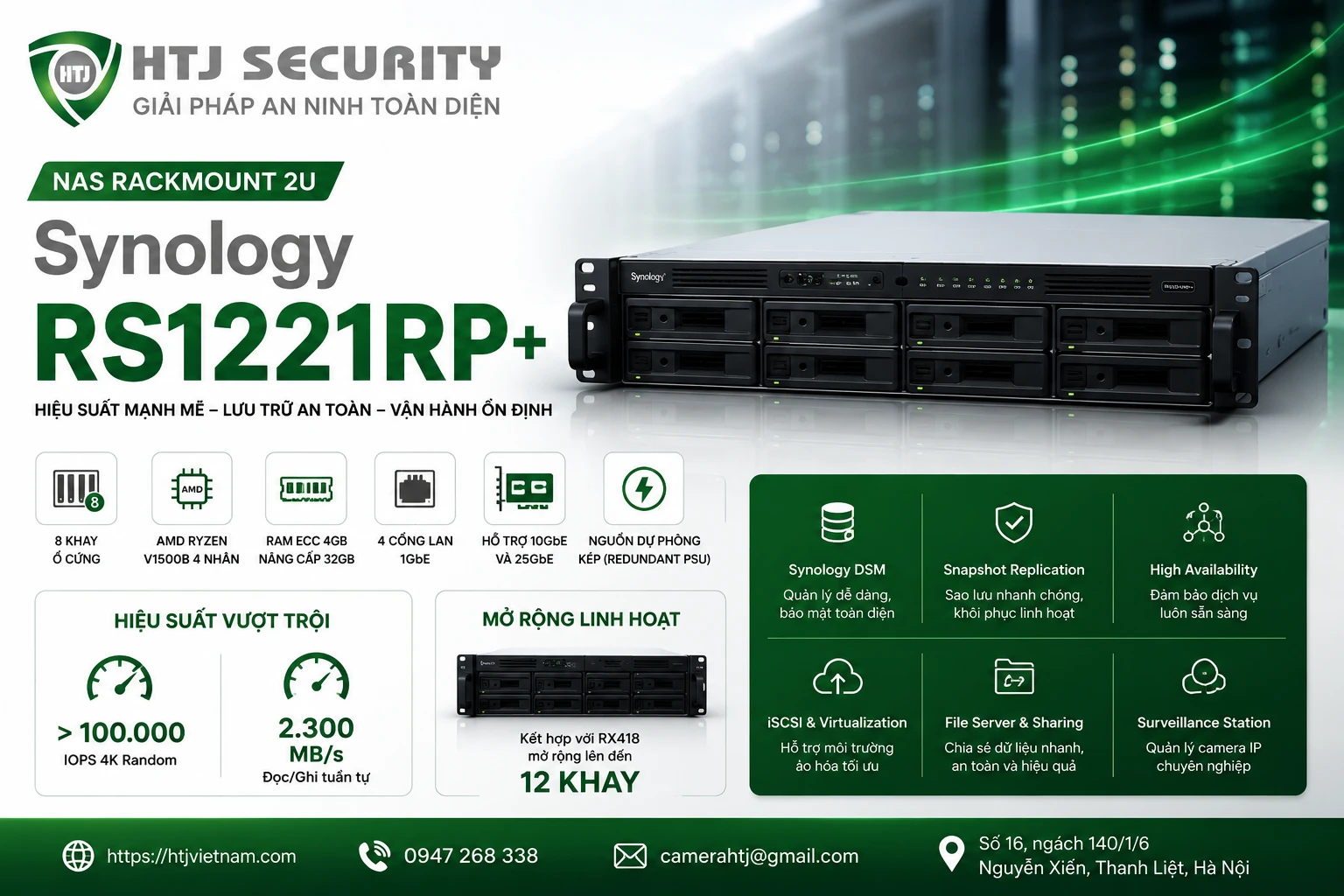 Thiết Bị Lưu Trữ NAS Synology RS1221RP+