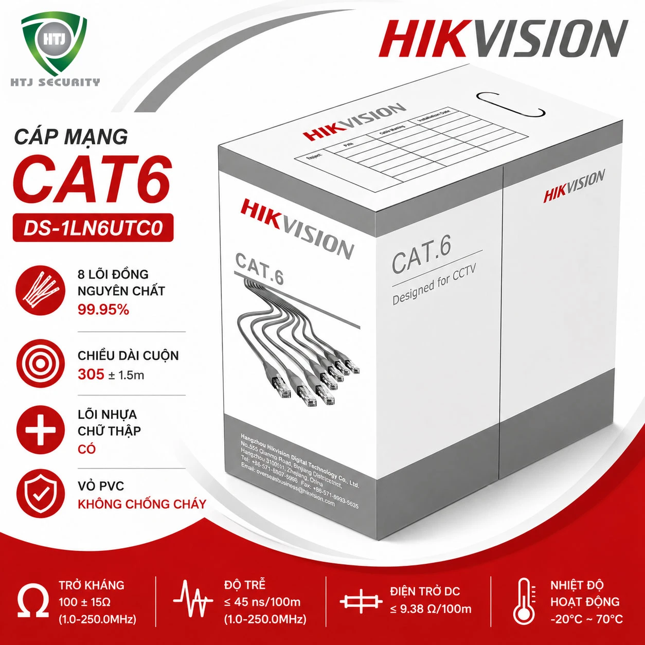 Cáp mạng CAT6 Hikvision DS-1LN6UTC0