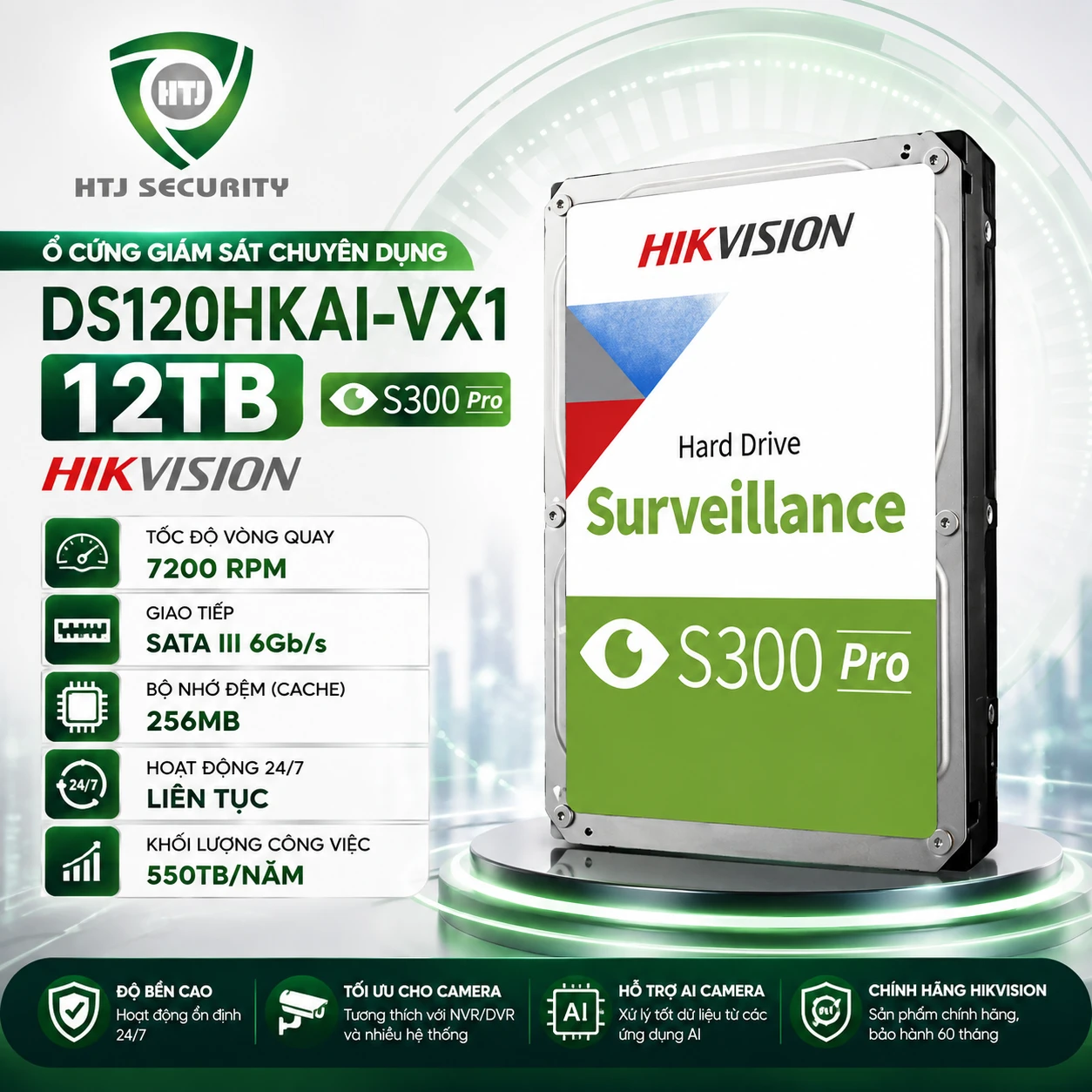 Ổ cứng giám sát Hikvision DS120HKAI-VX1 12TB