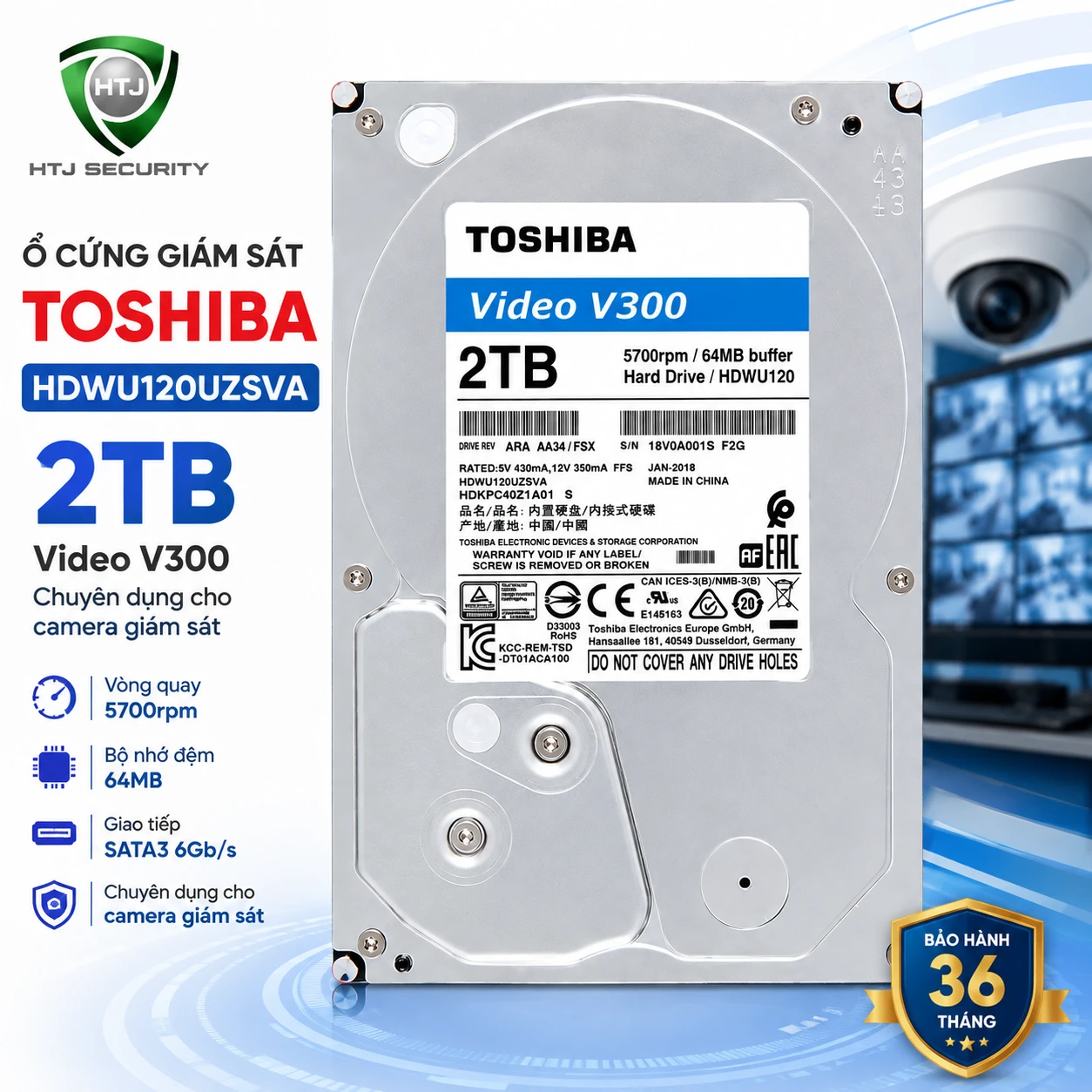 Ổ cứng giám sát Toshiba 2TB HDWT720UZSVA