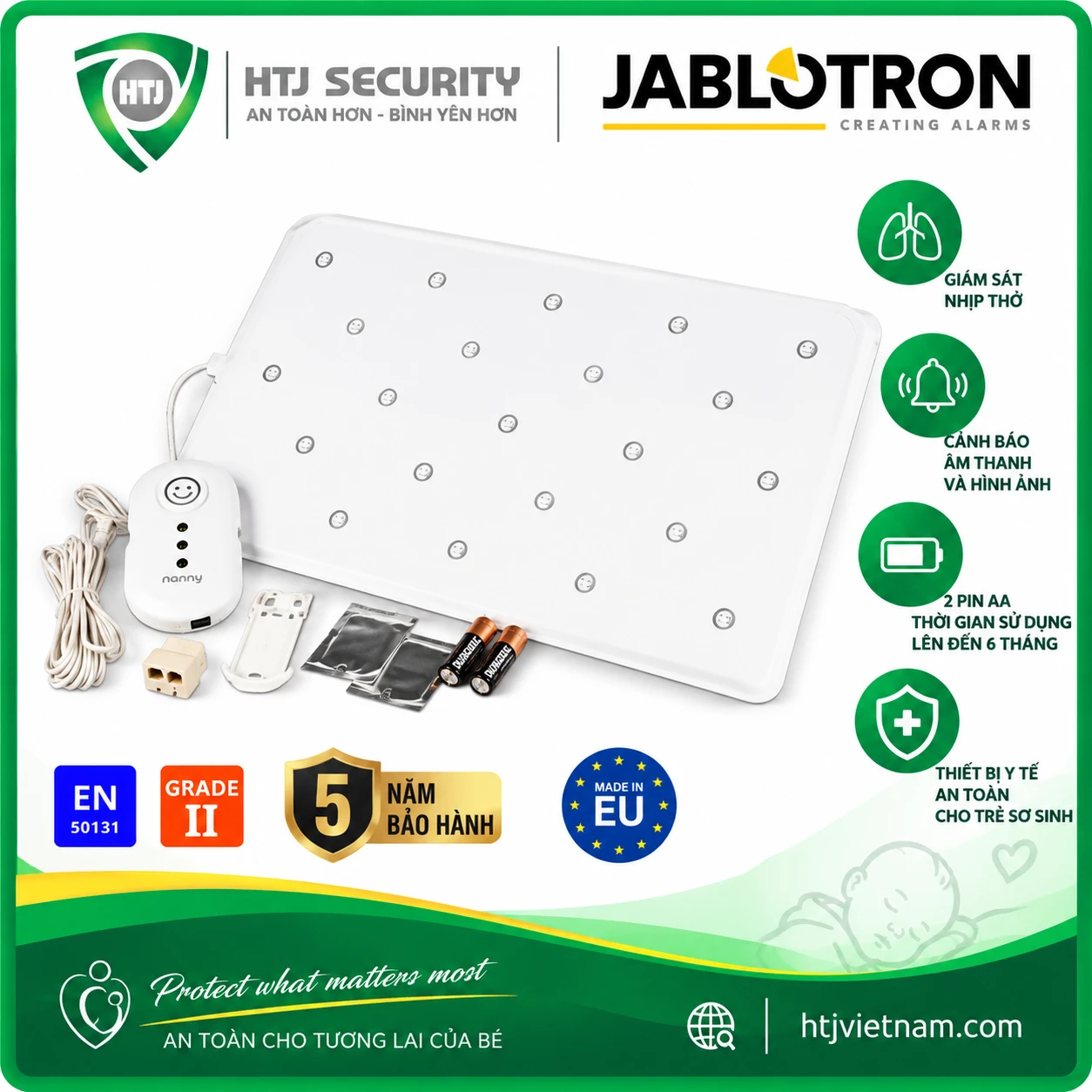 Bộ thiết bị giám sát nhịp thở trẻ sơ sinh Jablotron BM-02