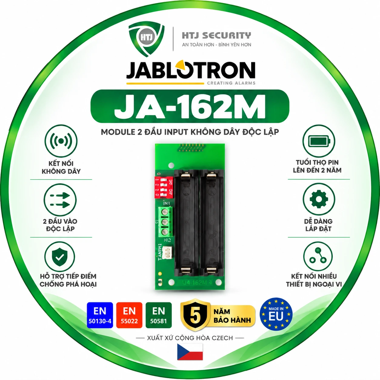 Module 2 đầu input Jablotron JA-162M – Hoạt động độc lập không dây